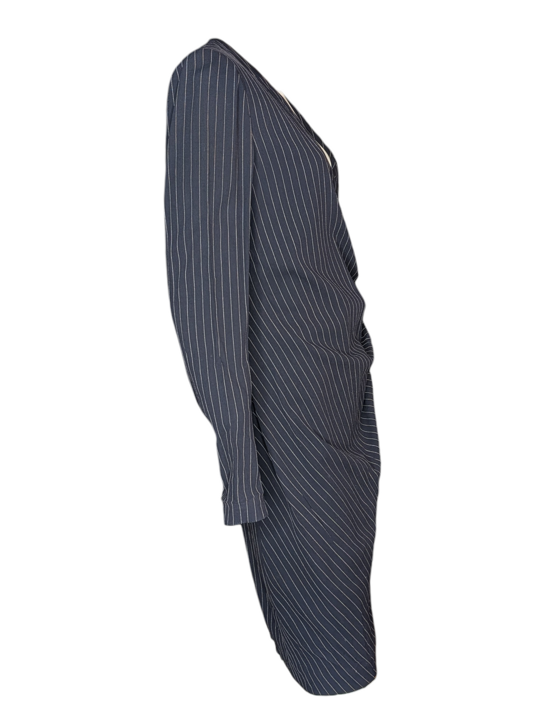 Emanuel Ungaro Parallèle Pinstripe Wool Wrap Dress