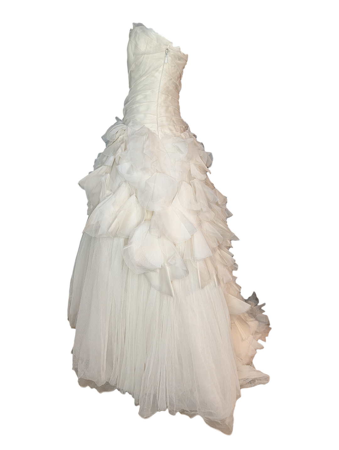 Vera Wang Silk Organza Strapless Ruffled Wedding Gown