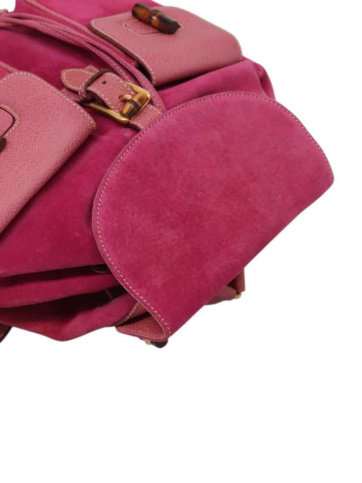 1990s Gucci Pink Suede & Leather Bamboo Backpack – Made in Italy, Tom Ford Era, Apparel & Accessories, Gucci, RERACKED
