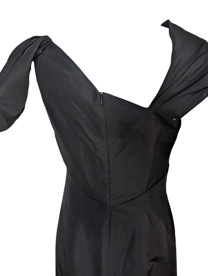 Oscar De La Renta Black Sculptural Evening Gown