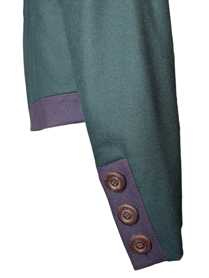 Yves Saint Laurent Cropped Wool Jacket in Forest Green and Plum