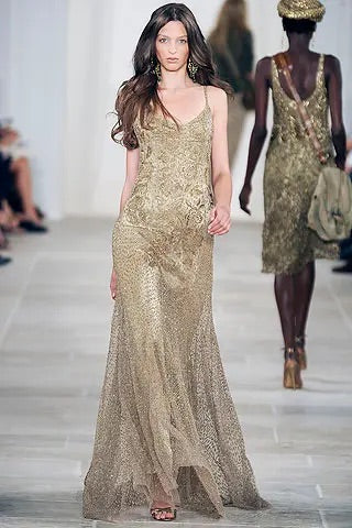 Ralph Lauren Collection 2009 Gold Beaded Silk Gown – Megan Fox Golden Globes Dress, Archival Purple Label Couture, CLOTHING, Ralph Lauren Collection, RERACKED