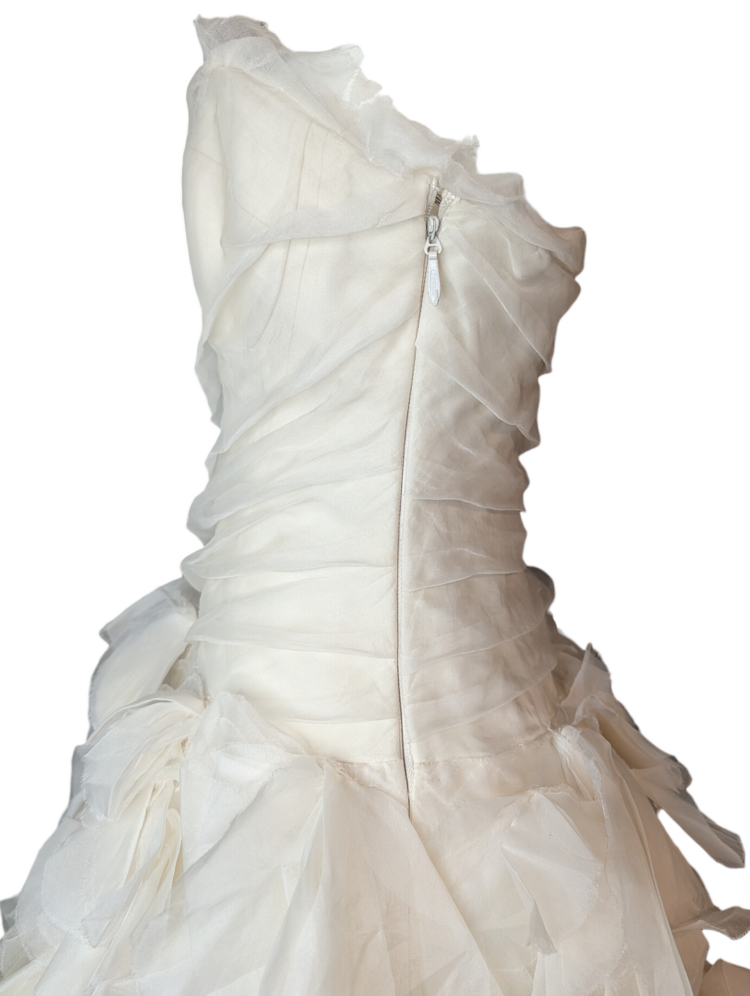 Vera Wang Silk Organza Strapless Ruffled Wedding Gown