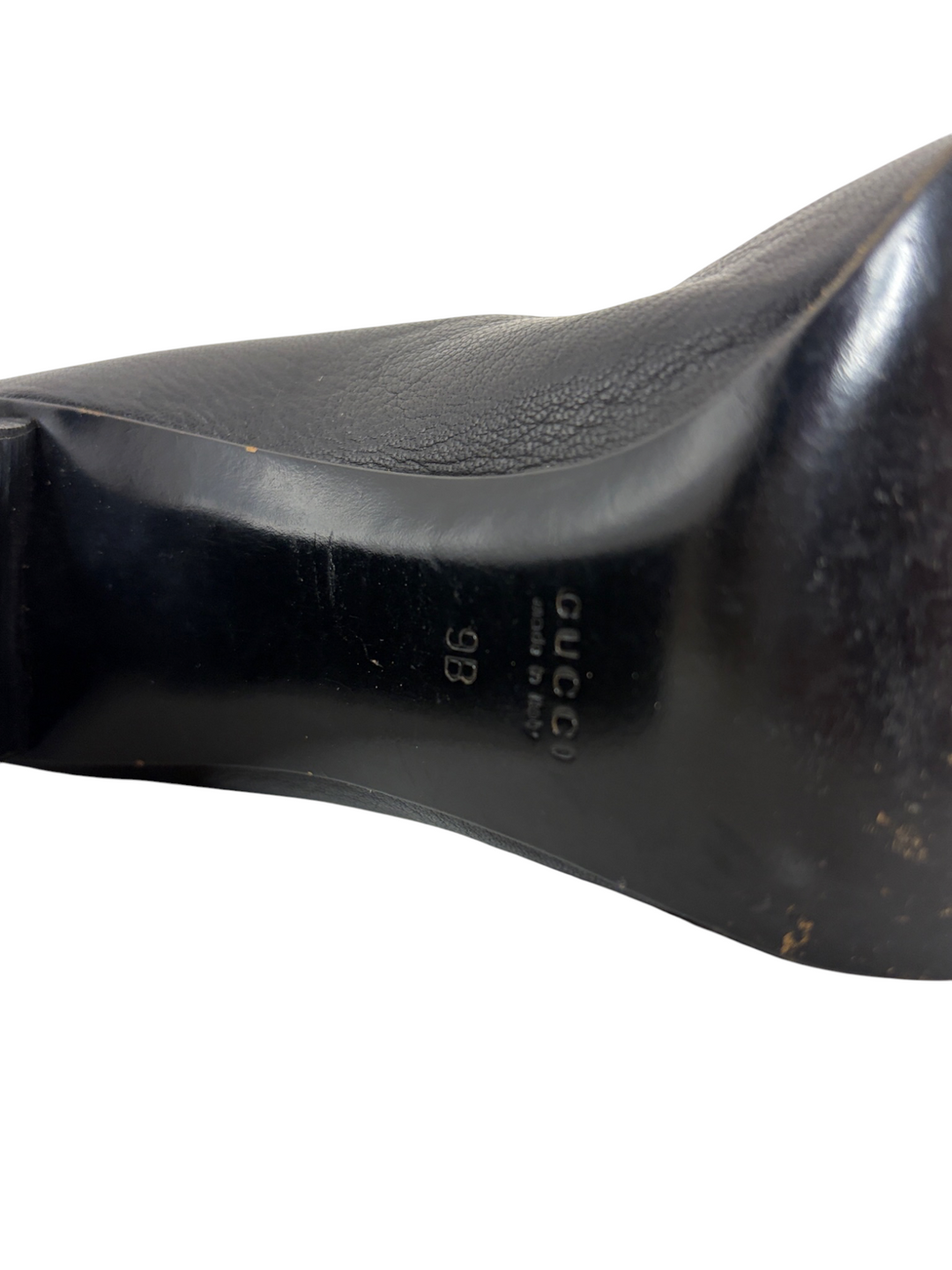 Gucci Black Leather Web Stripe GG Buckle Block-Heel Pump, 9B