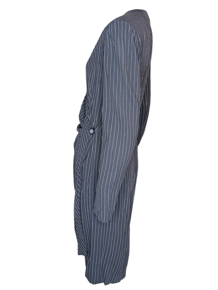 Emanuel Ungaro Parallèle Pinstripe Wool Wrap Dress
