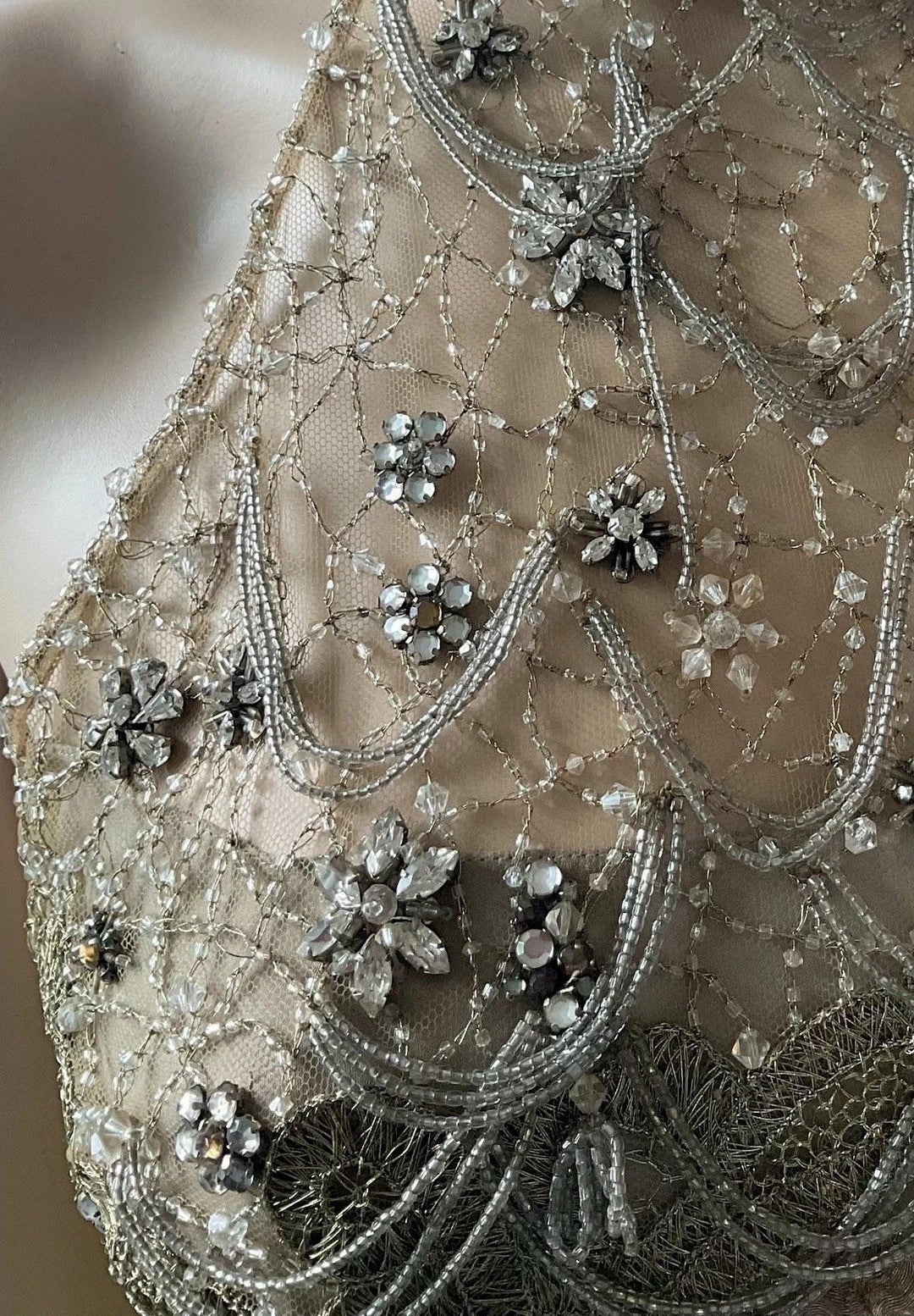 Ralph Lauren Fall 2009 Runway Beaded Lace Top & Silk Waterfall Skirt Set – Vintage Couture Bridal Ensemble, Apparel & Accessories, Ralph Lauren Collection, RERACKED