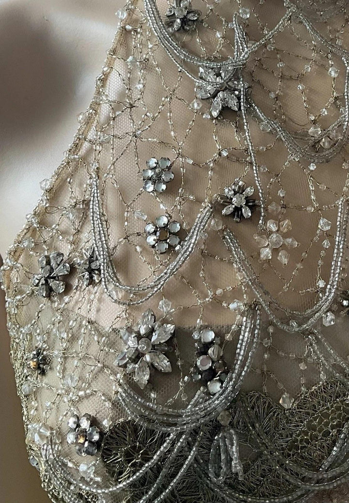 Ralph Lauren Fall 2009 Runway Beaded Lace Top & Silk Waterfall Skirt Set – Vintage Couture Bridal Ensemble, Apparel & Accessories, Ralph Lauren Collection, RERACKED