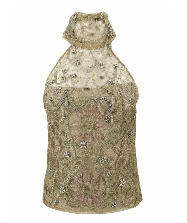 Ralph Lauren Fall 2009 Runway Beaded Lace Top & Silk Waterfall Skirt Set – Vintage Couture Bridal Ensemble, Apparel & Accessories, Ralph Lauren Collection, RERACKED