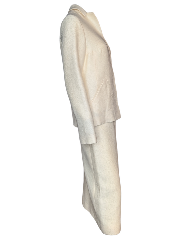 Vintage Lanvin Paris Ivory Wool Skirt Suit