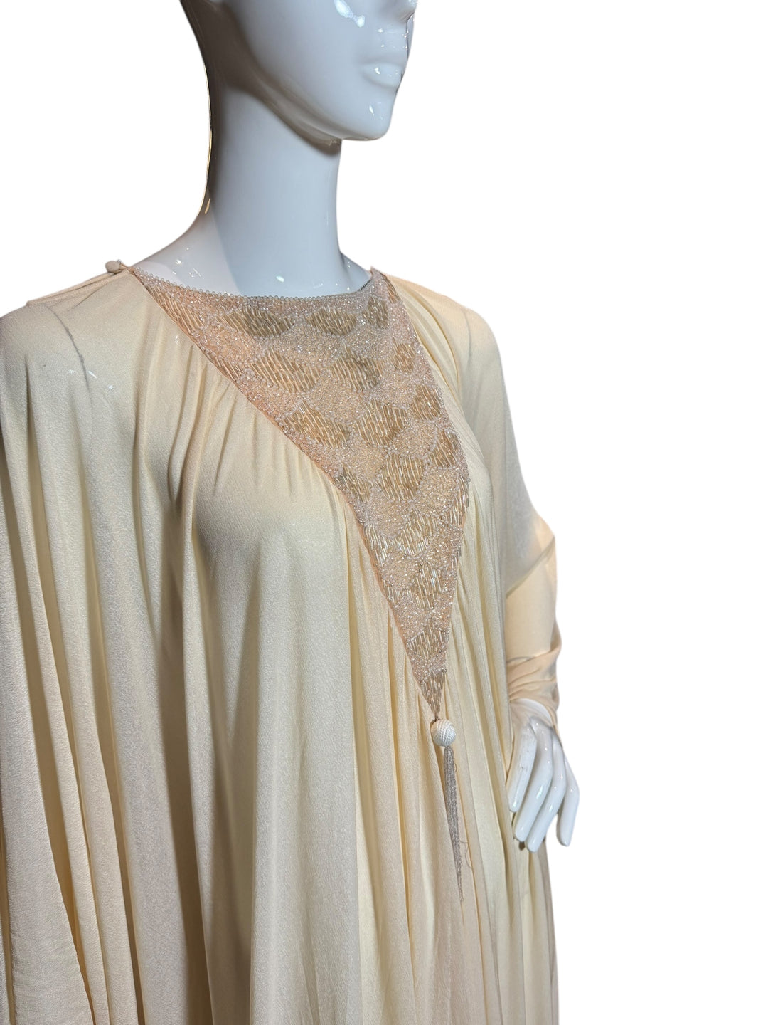 Vintage 1970s Beaded Ivory Bridal Caftan Gown, Apparel & Accessories, RERACKED, RERACKED