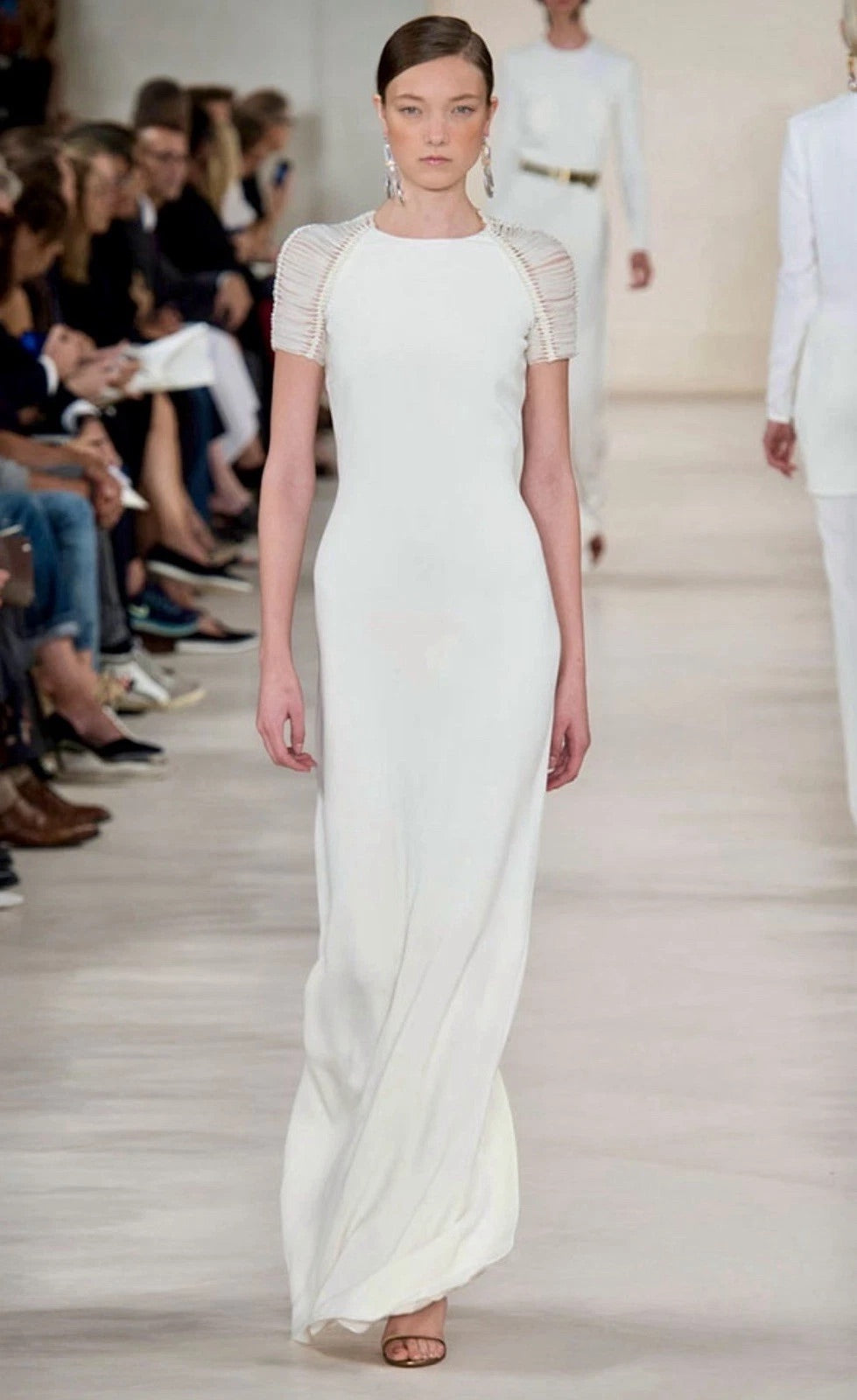 Racked Rulf Ralph Lauren White Mulberry Silk Open Back Wedding Gown with Macramé S ...