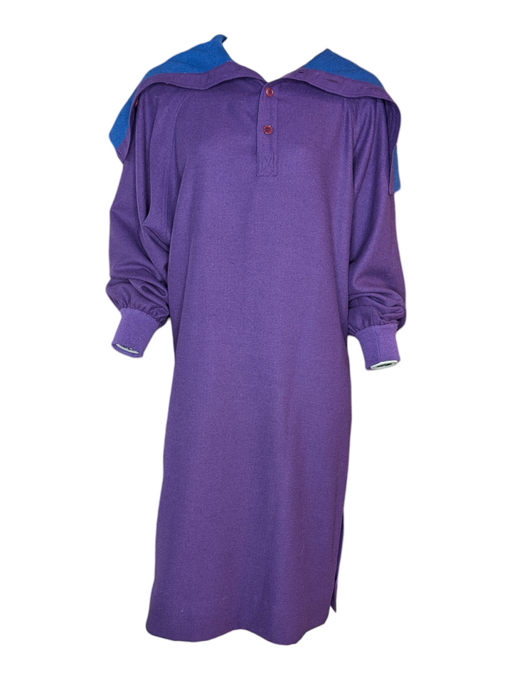 1980s Gucci Wool and Angora Colorblock Collar Dress