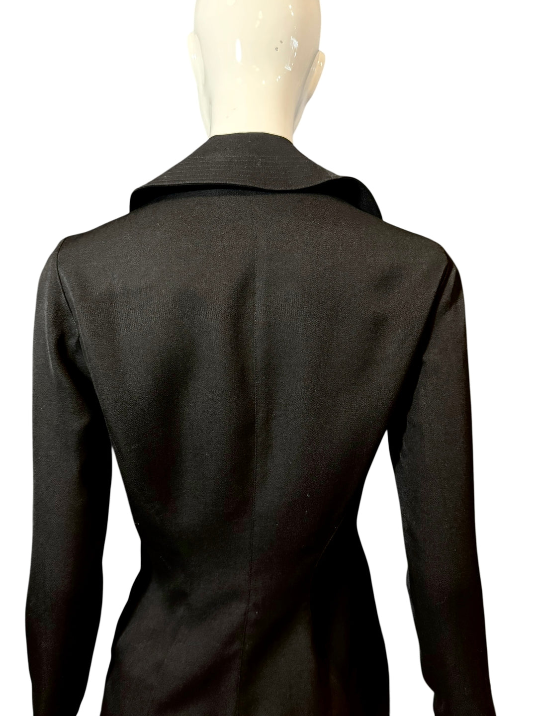Thierry Mugler 1989 Runway Ruffle Collar Black Wrap Suit Dress, Apparel & Accessories, Thierry Mugler, RERACKED