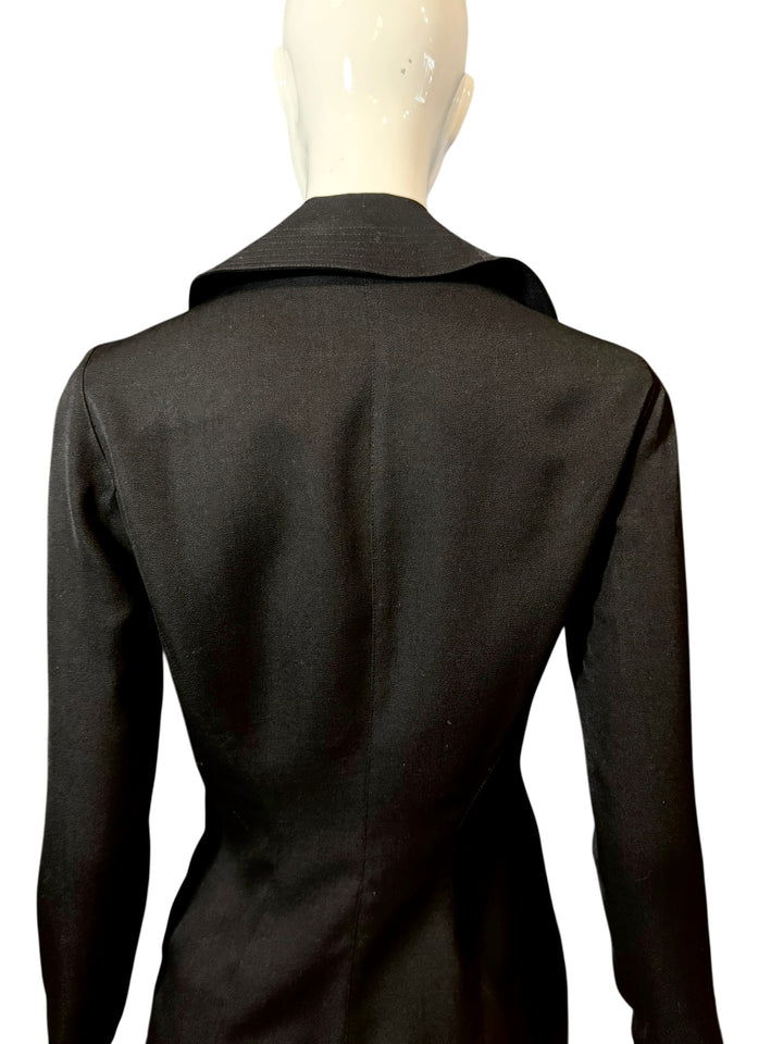 Thierry Mugler 1989 Runway Ruffle Collar Black Wrap Suit Dress, Apparel & Accessories, Thierry Mugler, RERACKED