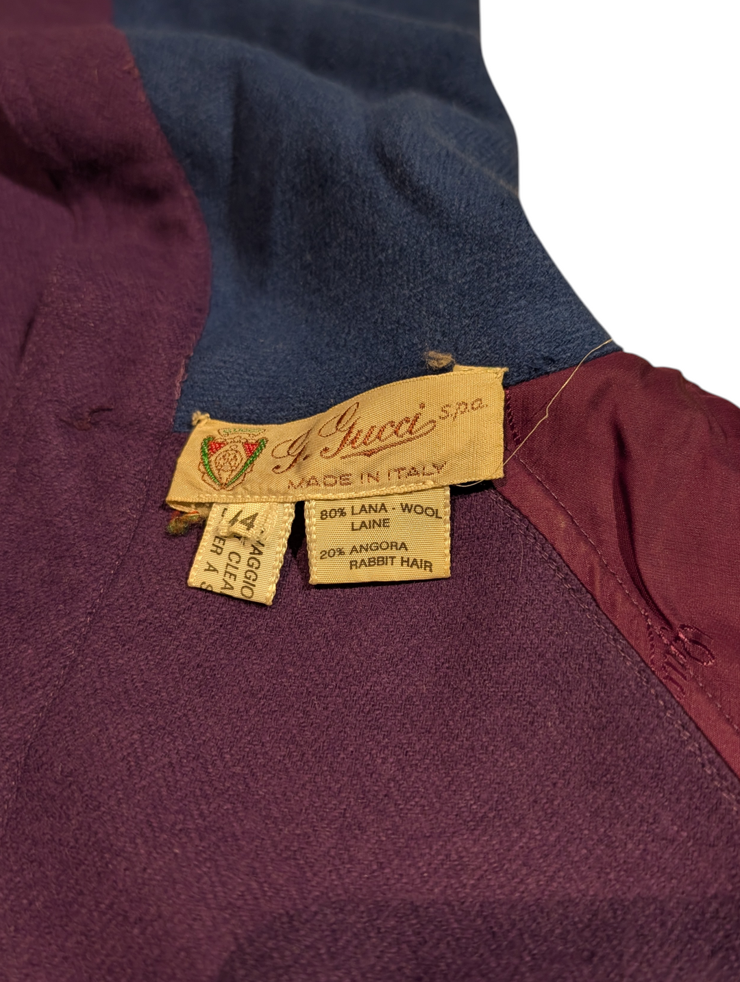 1980s Gucci Wool and Angora Colorblock Collar Dress