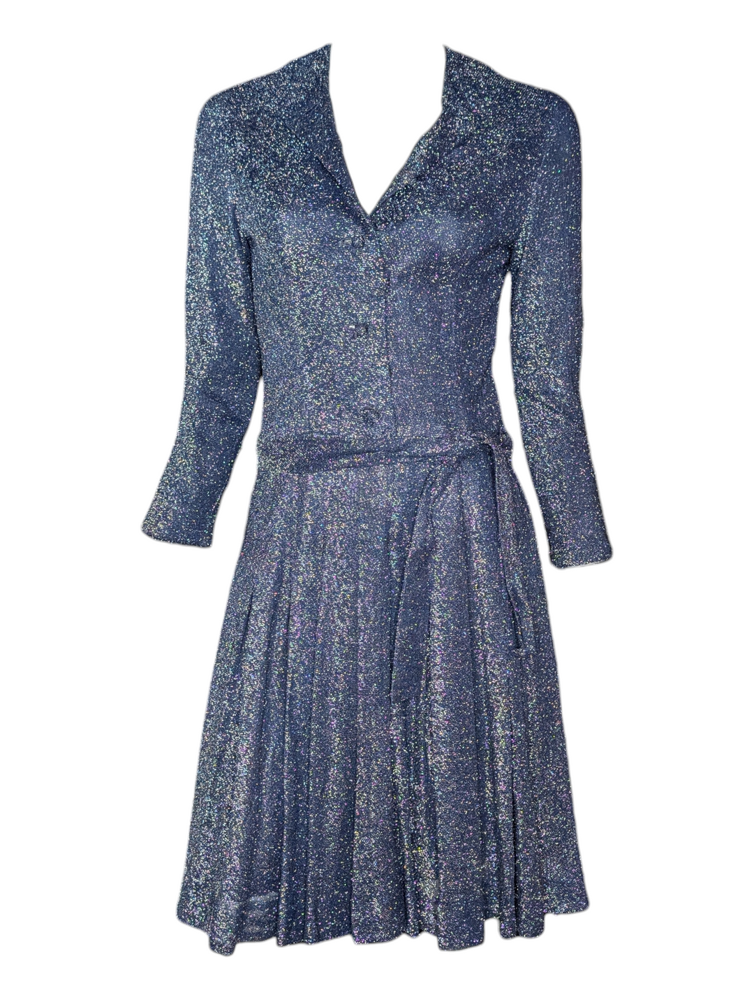 Geoffrey Beene 1970s Metallic Lurex Evening Dress