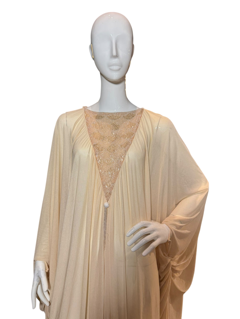 Vintage 1970s Beaded Ivory Bridal Caftan Gown, Apparel & Accessories, RERACKED, RERACKED