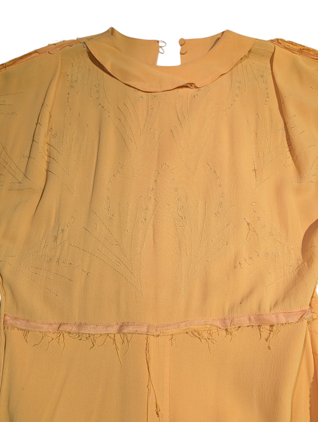 1940s Mustard Yellow Beaded Gown