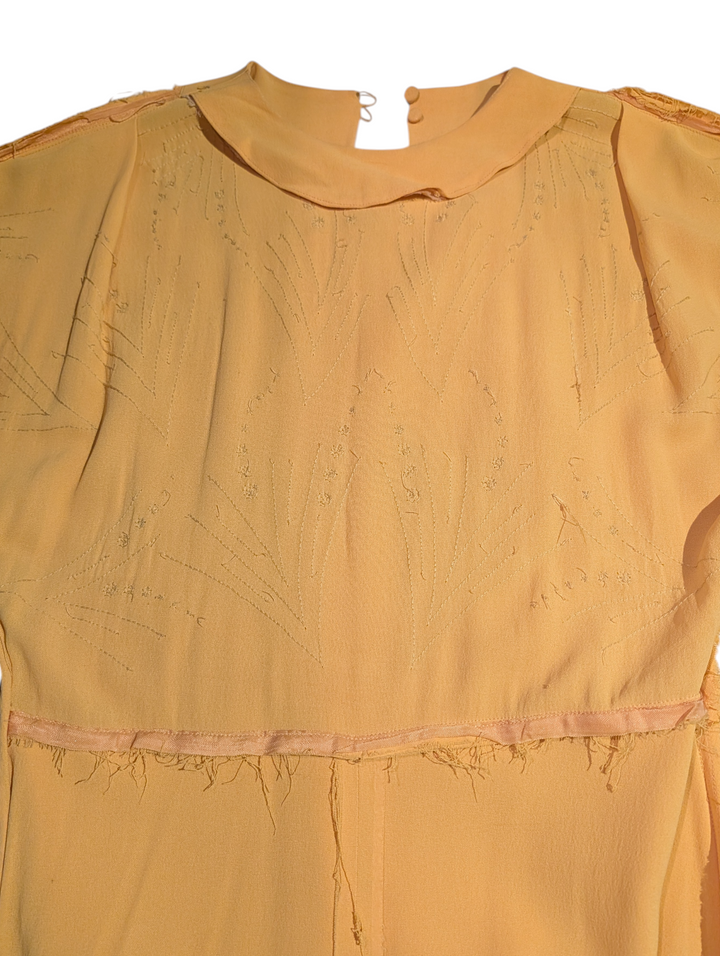 1940s Mustard Yellow Beaded Gown