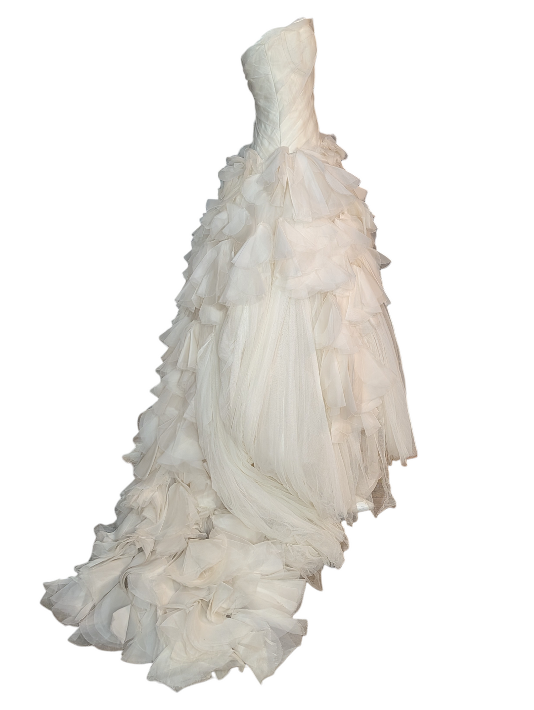 Vera Wang Silk Organza Strapless Ruffled Wedding Gown