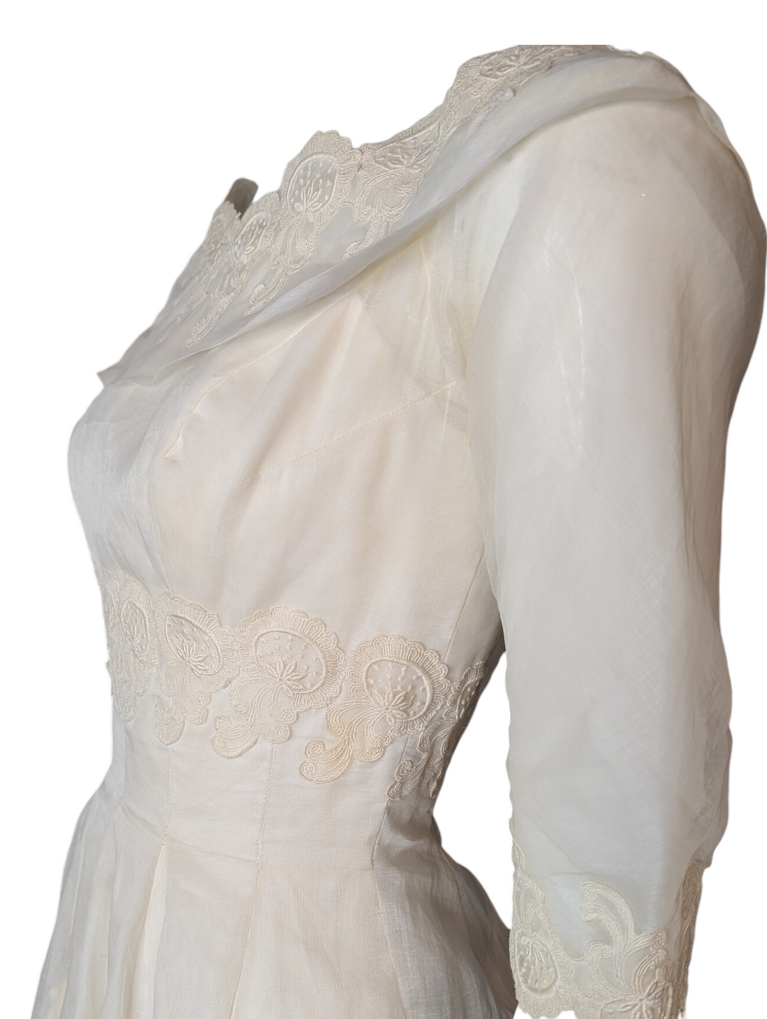 Cahill Beverly Hills Late 1950s Organdy Wedding Gown