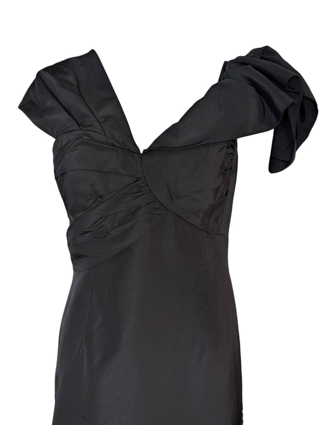 Oscar De La Renta Black Sculptural Evening Gown