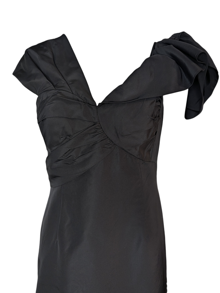 Oscar De La Renta Black Sculptural Evening Gown