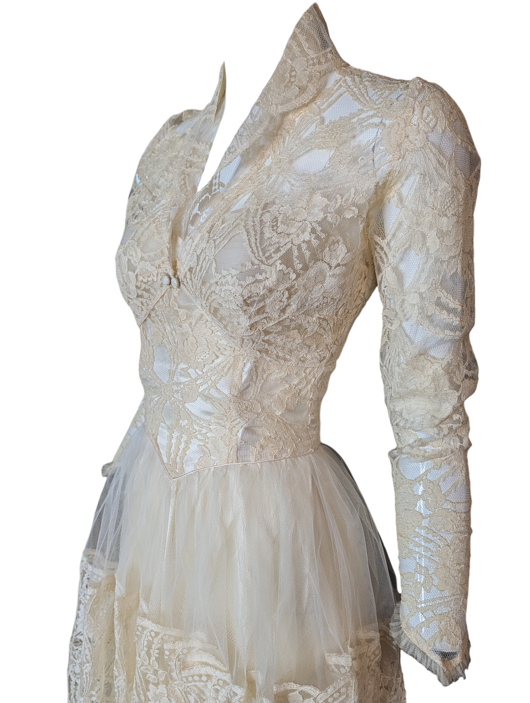 1940s Lace Wedding Gown with Original Matching Bolero