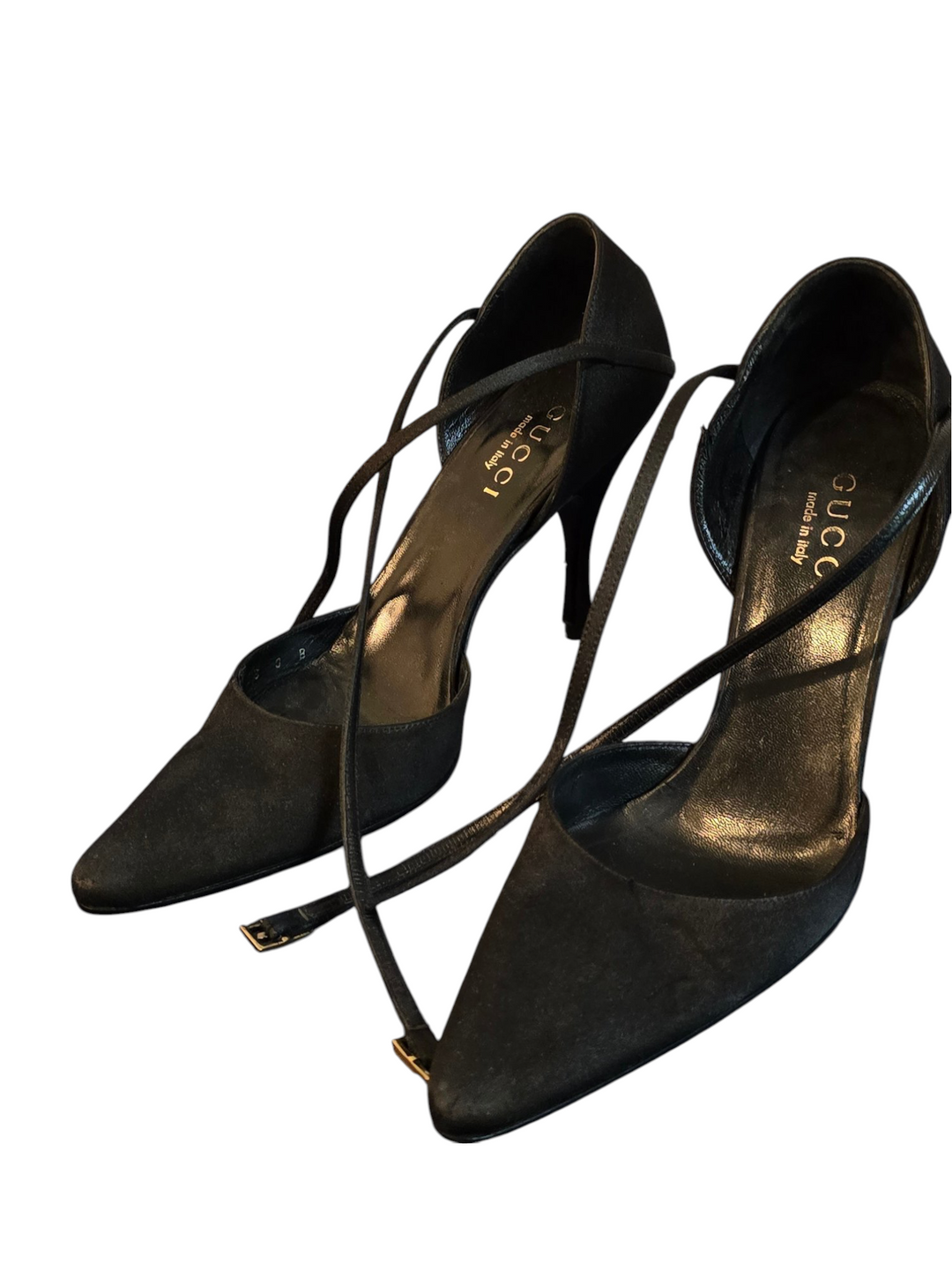 Gucci Black Satin d'Orsay Crossover-Strap Pump, Tom Ford Era, 8