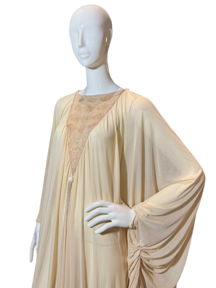 Vintage 1970s Beaded Ivory Bridal Caftan Gown, Apparel & Accessories, RERACKED, RERACKED