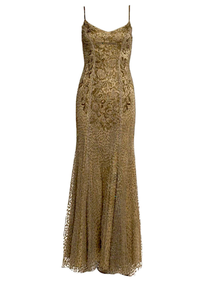 Ralph Lauren 2009 Gold Beaded Gown Worn by Megan Fox, Runway Couture - Gold Ralph Lauren 2009 Gold Beaded Gown Worn by Megan Fox, Runway Couture - Gold
