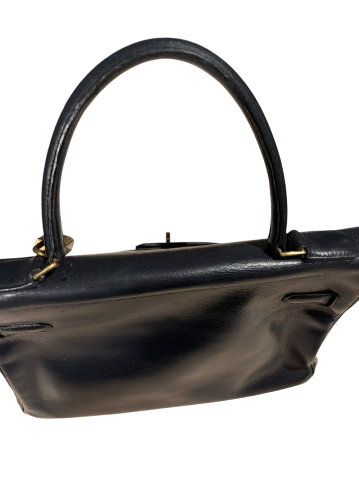 1960s Hermès Kelly 28 in Black Box Leather with Gold Tone Hardware