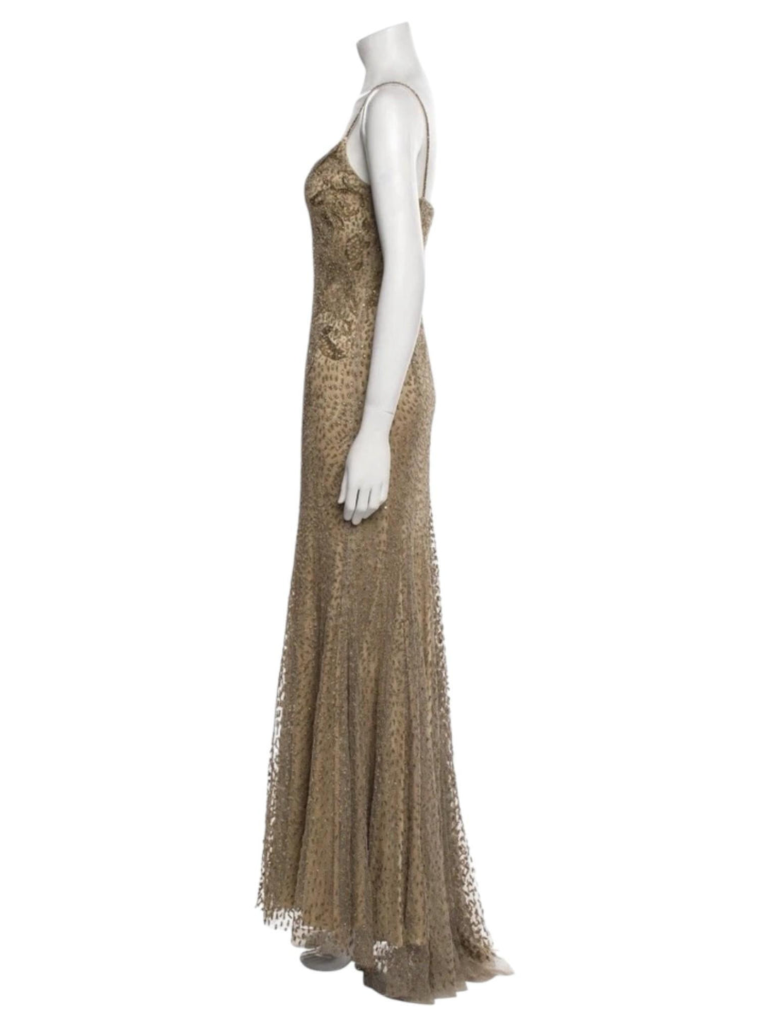 Ralph Lauren Collection 2009 Gold Beaded Silk Gown – Megan Fox Golden Globes Dress, Archival Purple Label Couture, CLOTHING, Ralph Lauren Collection, RERACKED