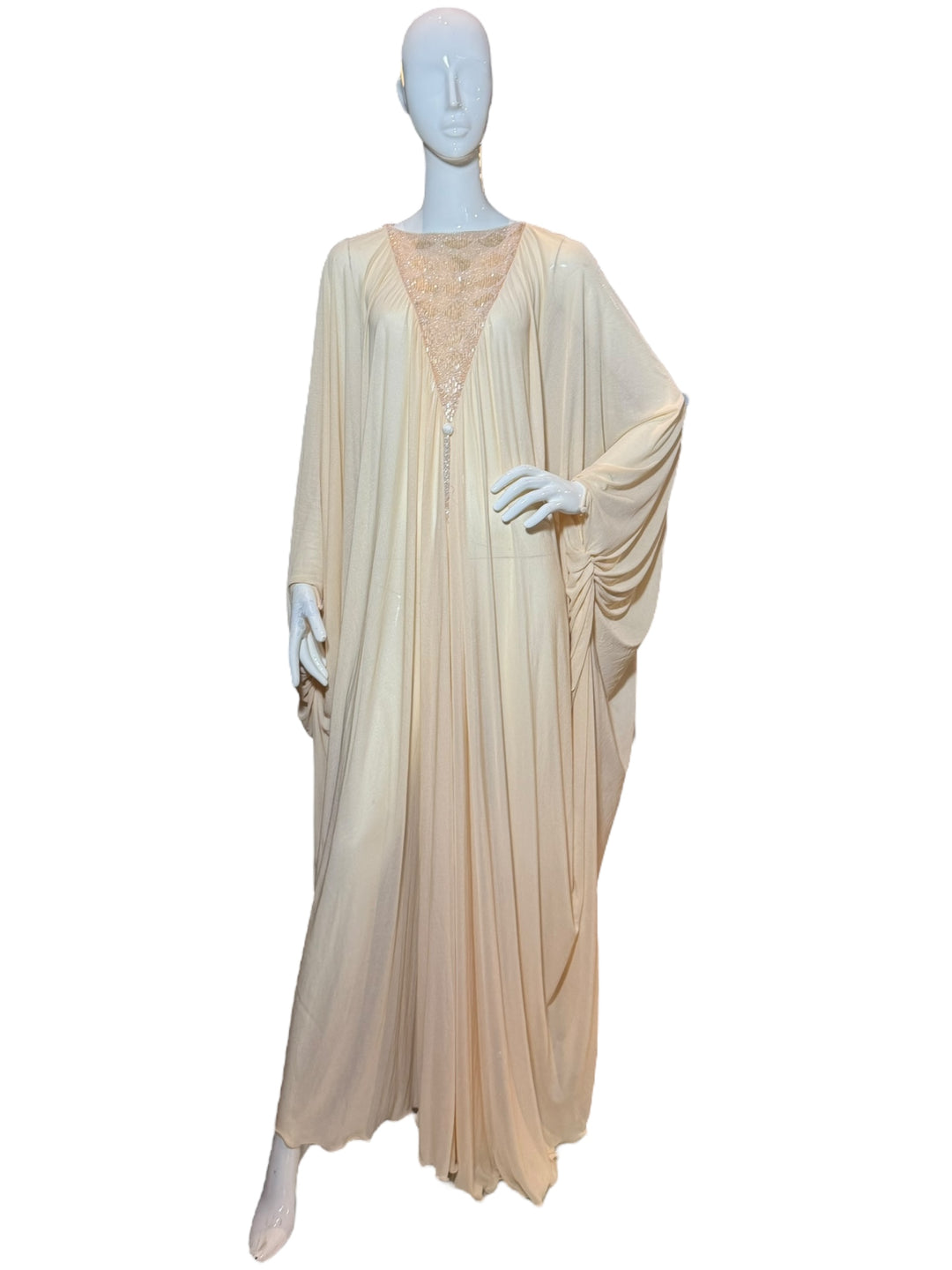 Vintage 1970s Beaded Ivory Bridal Caftan Gown, Apparel & Accessories, RERACKED, RERACKED