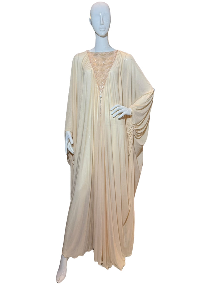 Vintage 1970s Beaded Ivory Bridal Caftan Gown, Apparel & Accessories, RERACKED, RERACKED