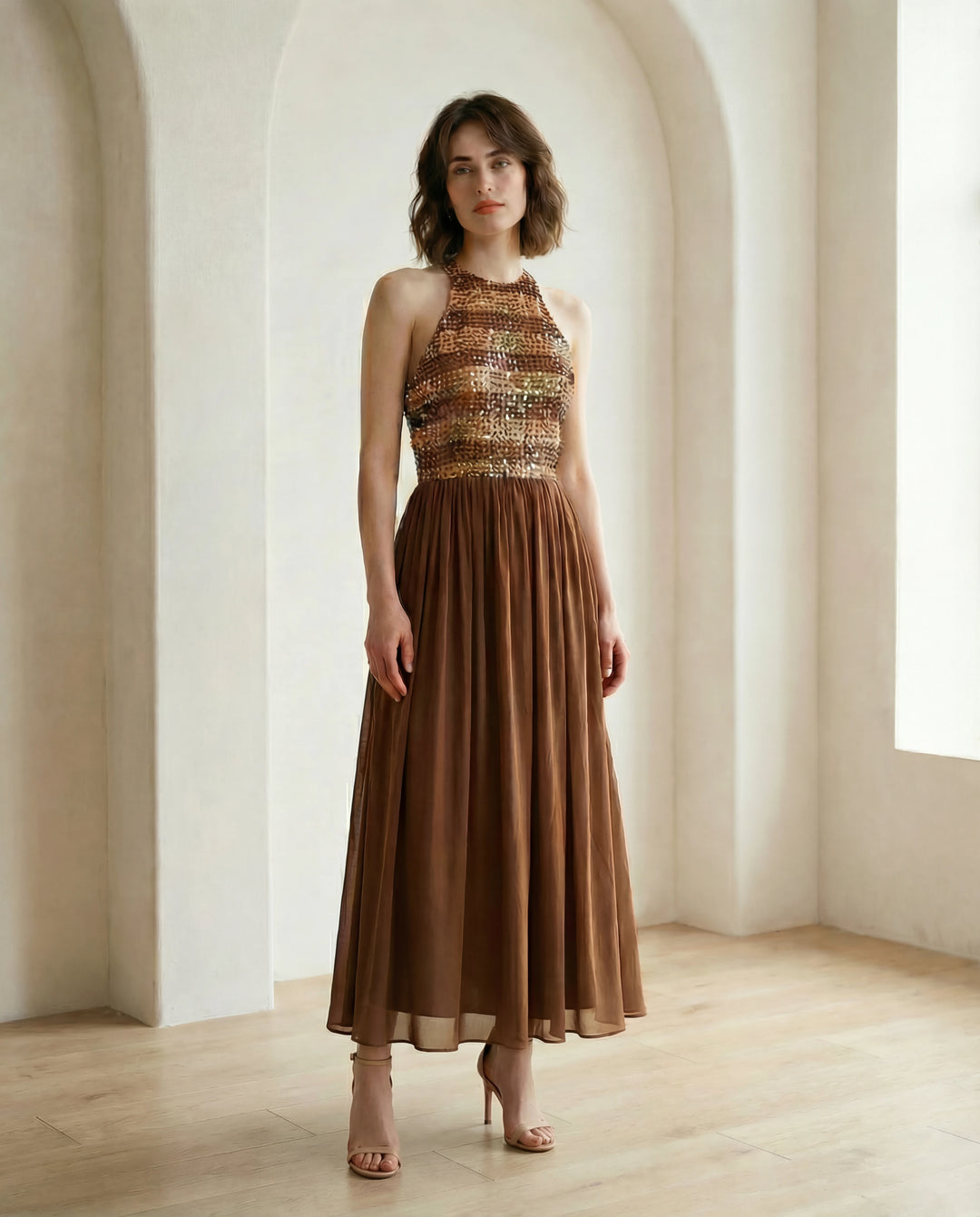 Givenchy Haute Couture 1969 Hand-beaded Sequin Halter Gown