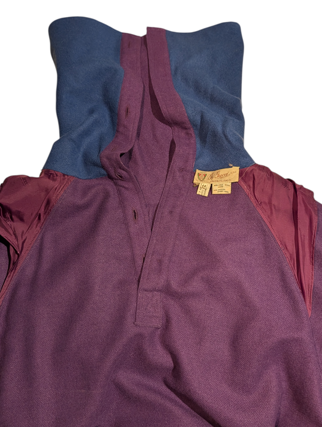 1980s Gucci Wool and Angora Colorblock Collar Dress