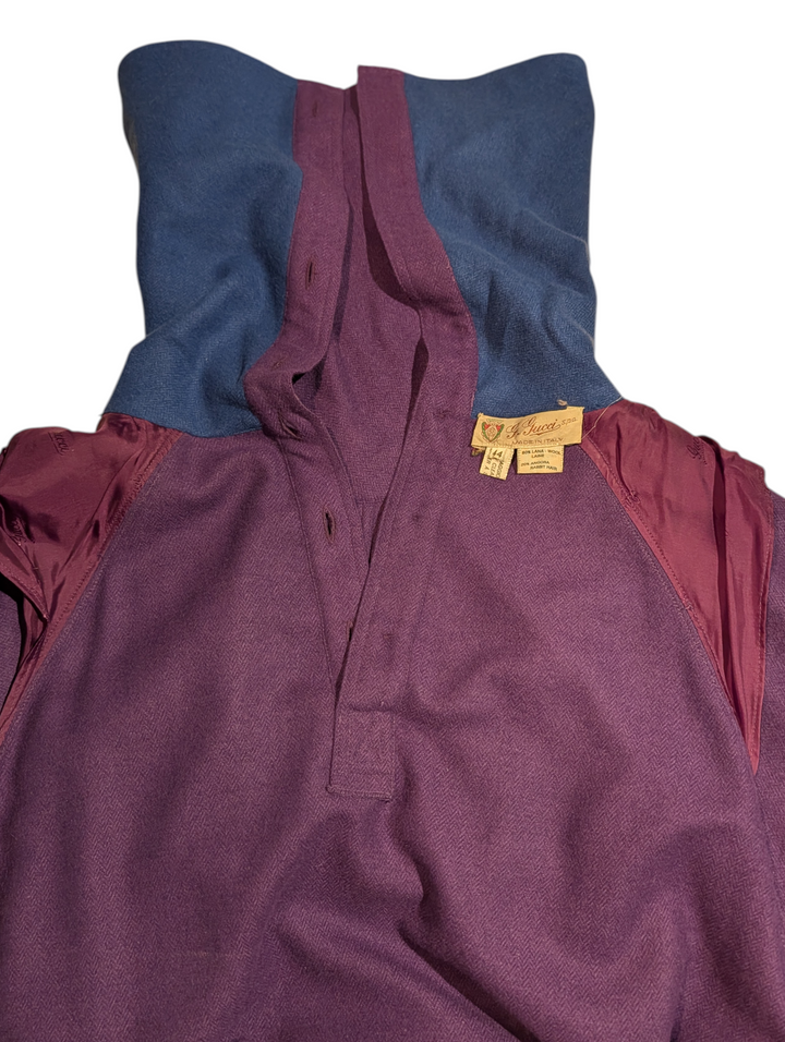 1980s Gucci Wool and Angora Colorblock Collar Dress