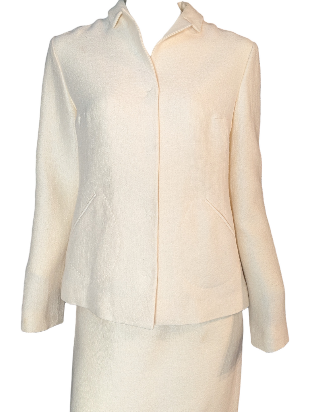 Vintage Lanvin Paris Ivory Wool Skirt Suit