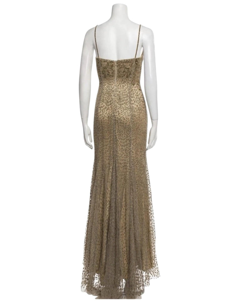 Ralph Lauren Collection 2009 Gold Beaded Silk Gown – Megan Fox Golden Globes Dress, Archival Purple Label Couture, CLOTHING, Ralph Lauren Collection, RERACKED