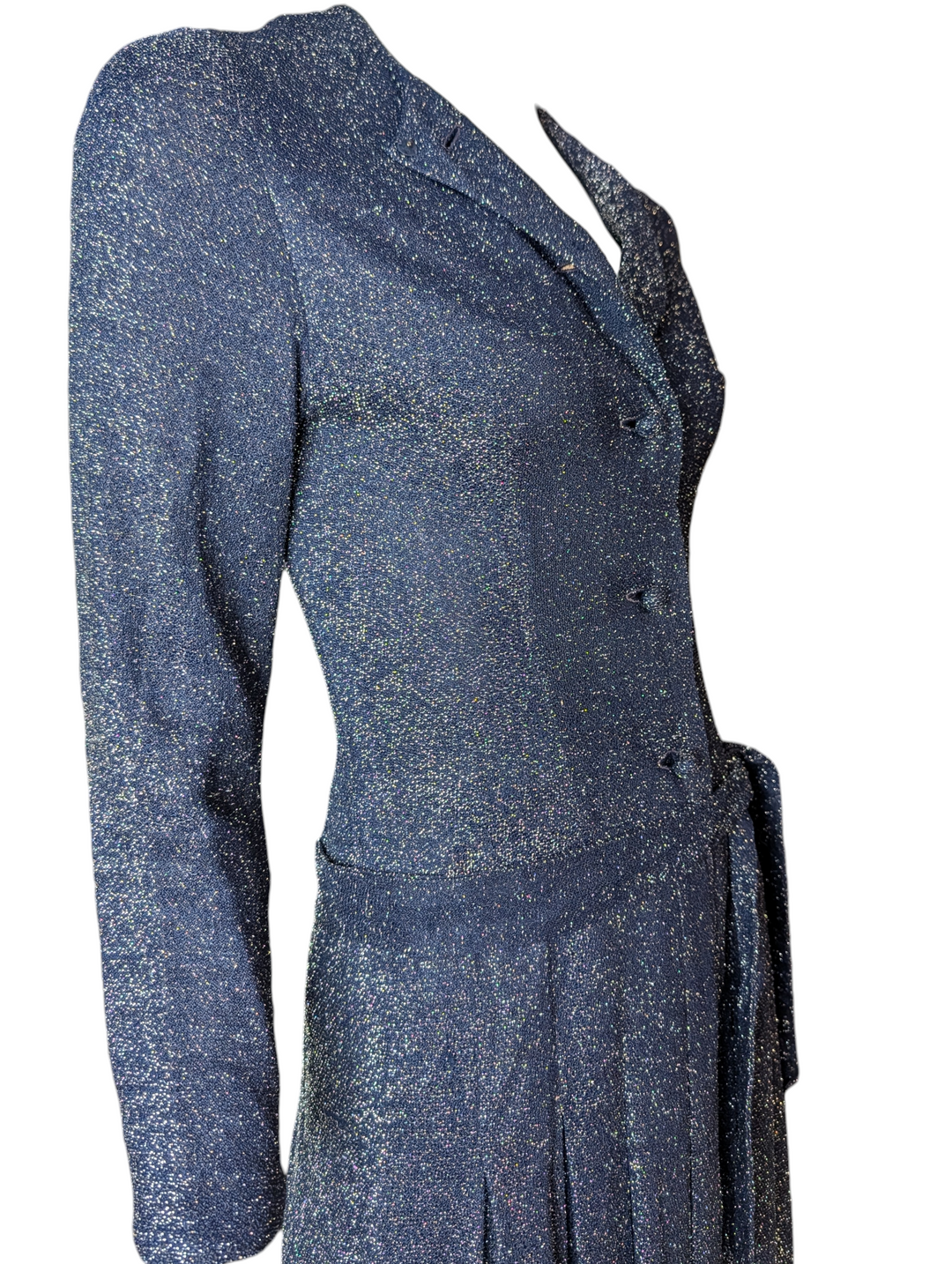 Geoffrey Beene 1970s Metallic Lurex Evening Dress