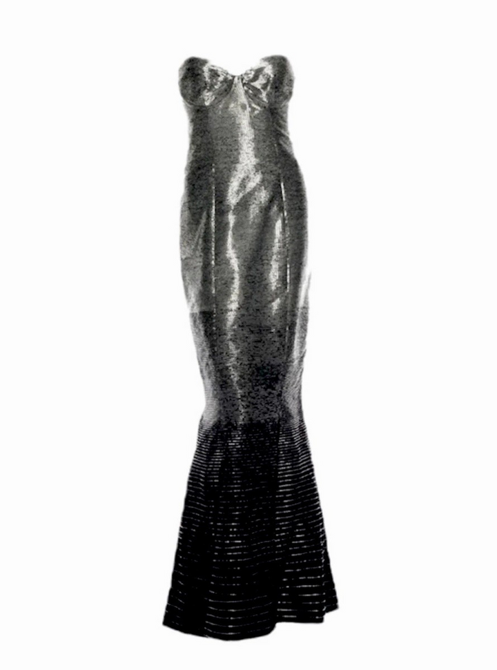 Ralph Lauren Purple Label Silver Hand-Beaded Bustier Gown, Fall 2005, Met Gala, Apparel & Accessories, Ralph Lauren Collection, RERACKED