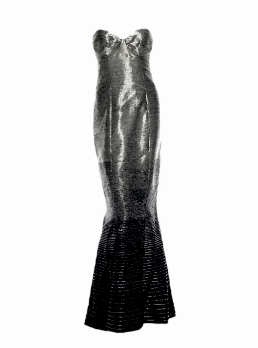 Ralph Lauren Purple Label Silver Hand-Beaded Bustier Gown, Fall 2005, Met Gala, Apparel & Accessories, Ralph Lauren Collection, RERACKED