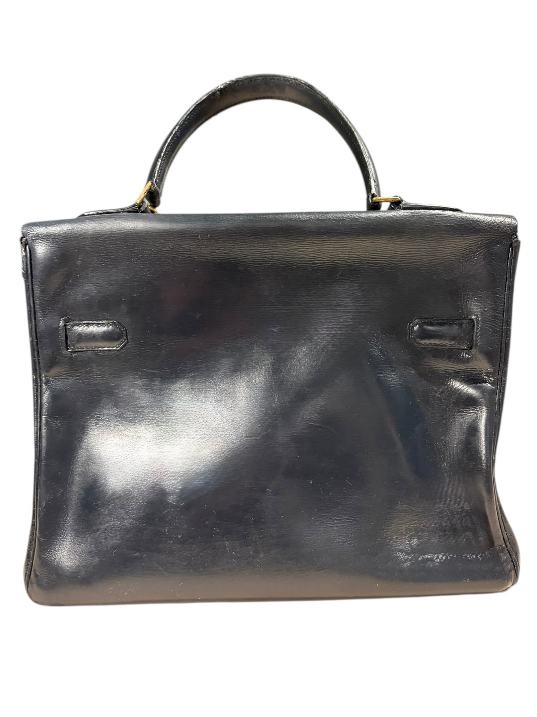 1960s Hermès Kelly 28 in Black Box Leather with Gold Tone Hardware