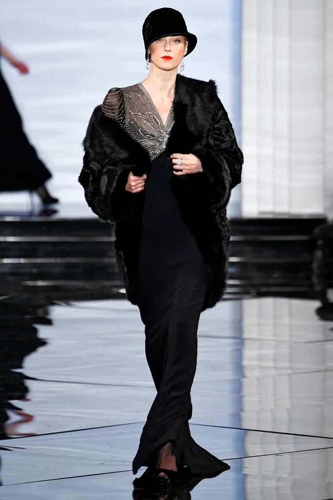 Ralph Lauren Fall 2011 Runway Gown – Black Crepe with Beaded Butterfly Bodice runway