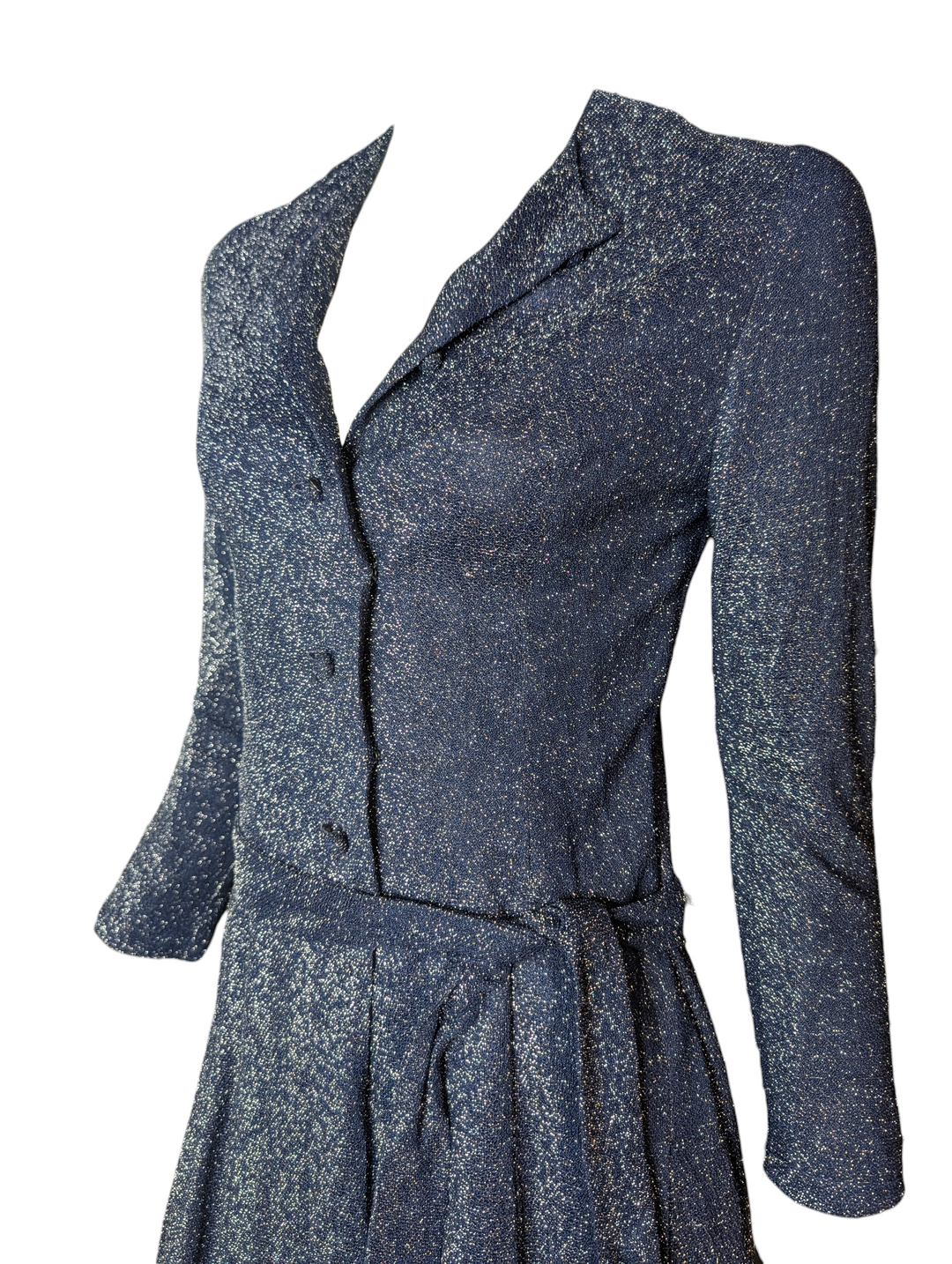 Geoffrey Beene 1970s Metallic Lurex Evening Dress