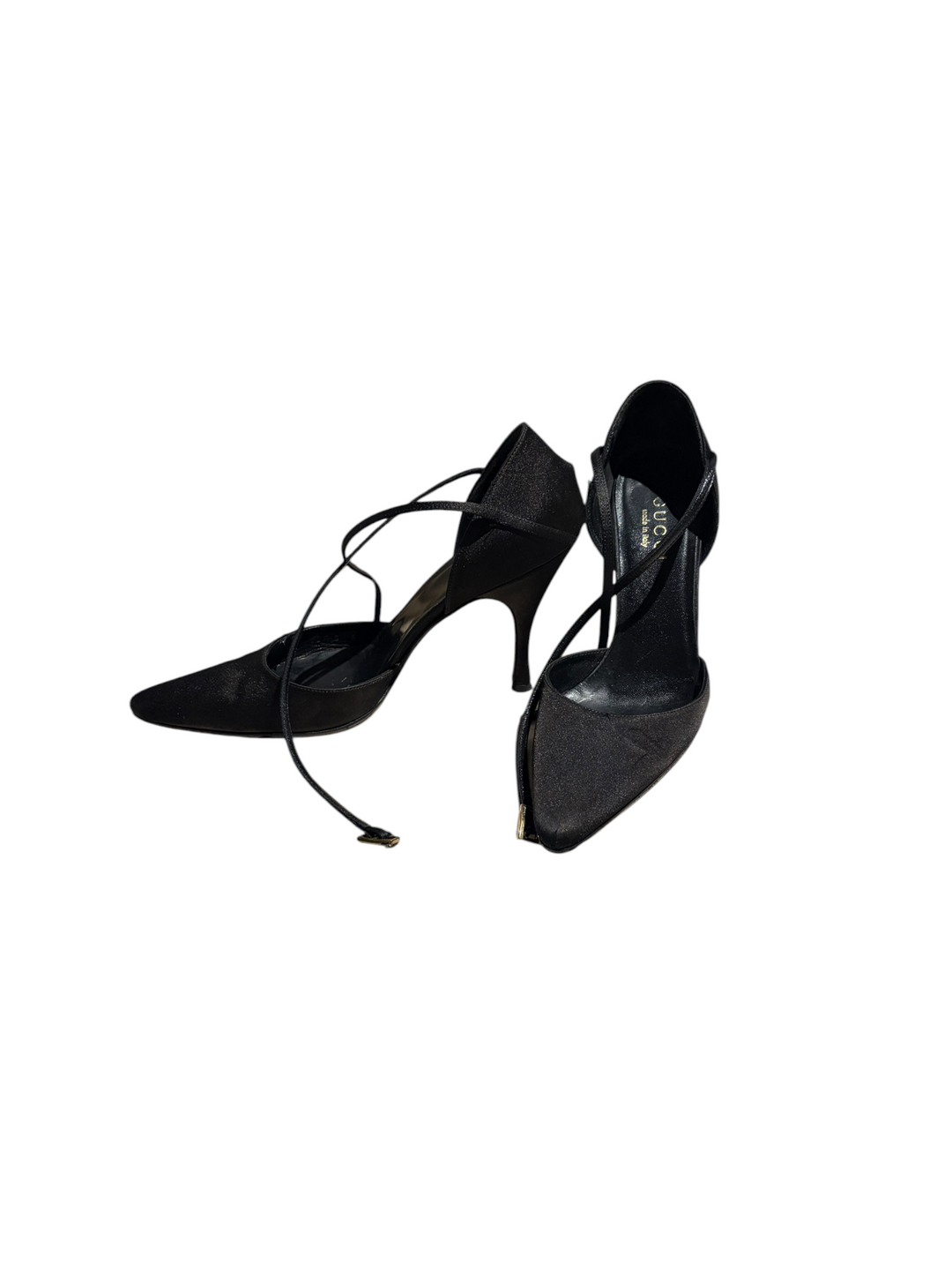 Gucci Black Satin d'Orsay Crossover-Strap Pump, Tom Ford Era, 8