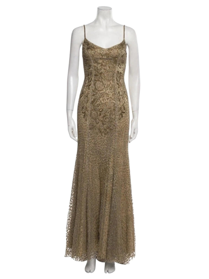 Ralph Lauren Collection 2009 Gold Beaded Silk Gown – Megan Fox Golden Globes Dress, Archival Purple Label Couture, CLOTHING, Ralph Lauren Collection, RERACKED
