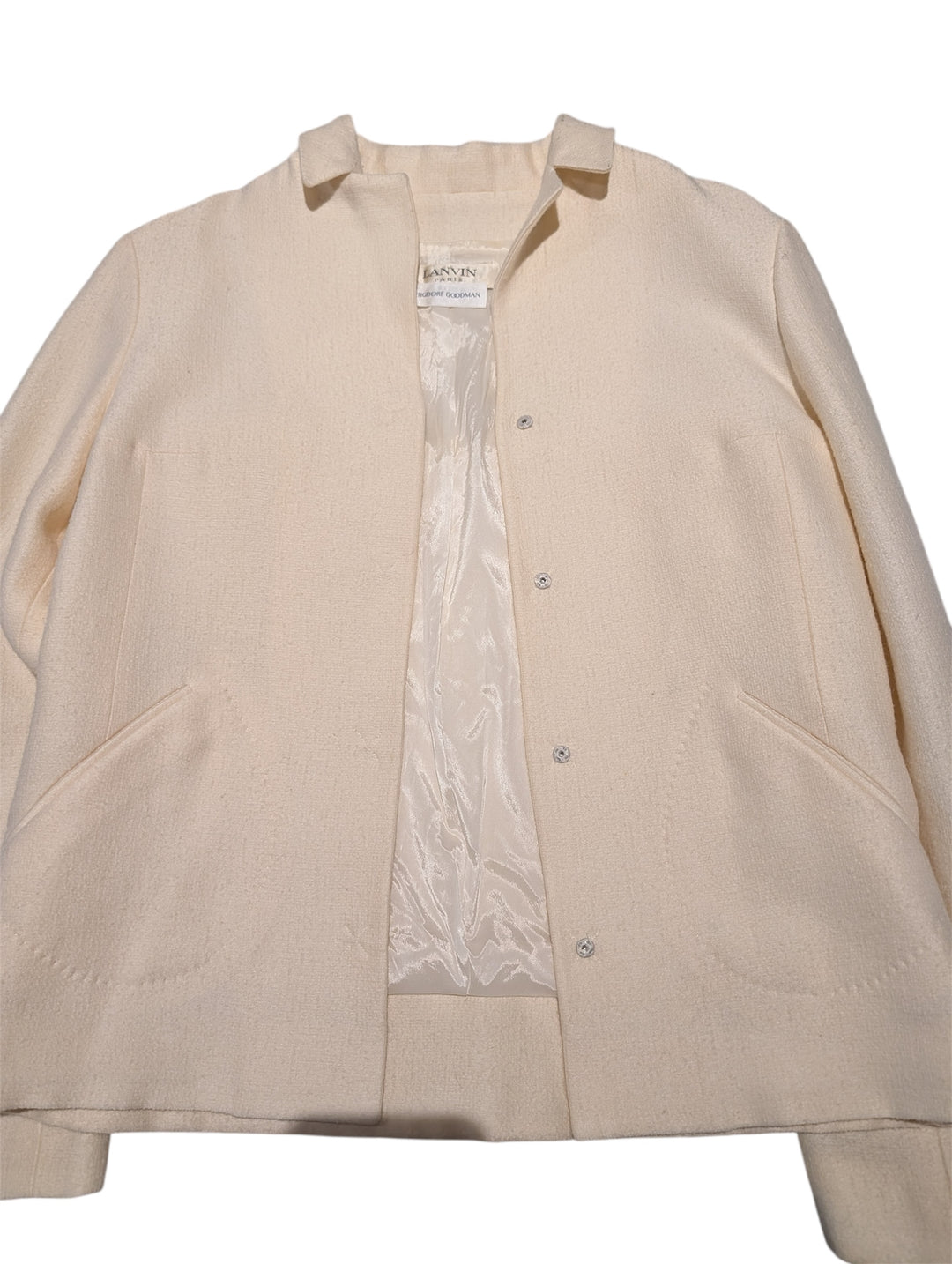 Interior view of vintage Lanvin Paris jacket with silk lining and couture construction
