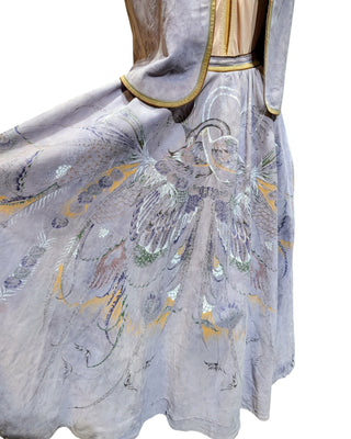 Look 01 — Lilac Painted-Bird Suede Vest &amp; Circle Skirt